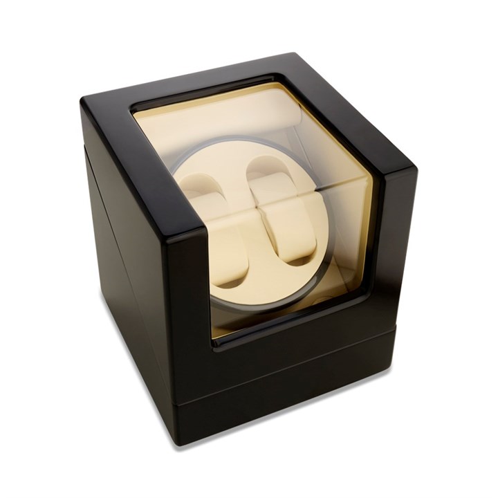 Black Wooden Double Watch Winder - A19162