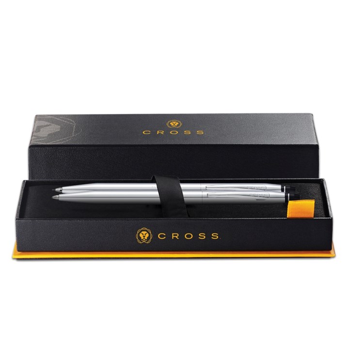 AT0621-101 Click Chrome Ballpoint And Pencil Set - A21159