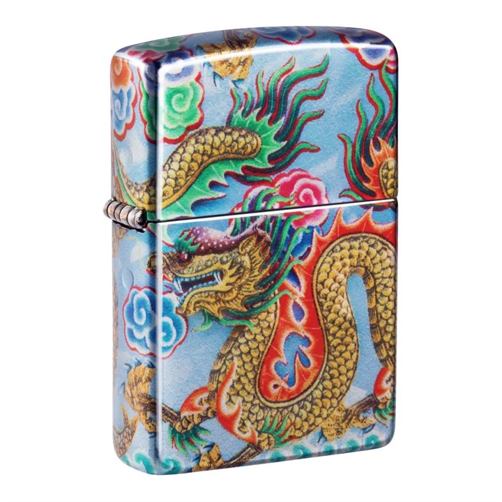 Zippo Tumbled Chrome Dragon Design Lighter - A26112