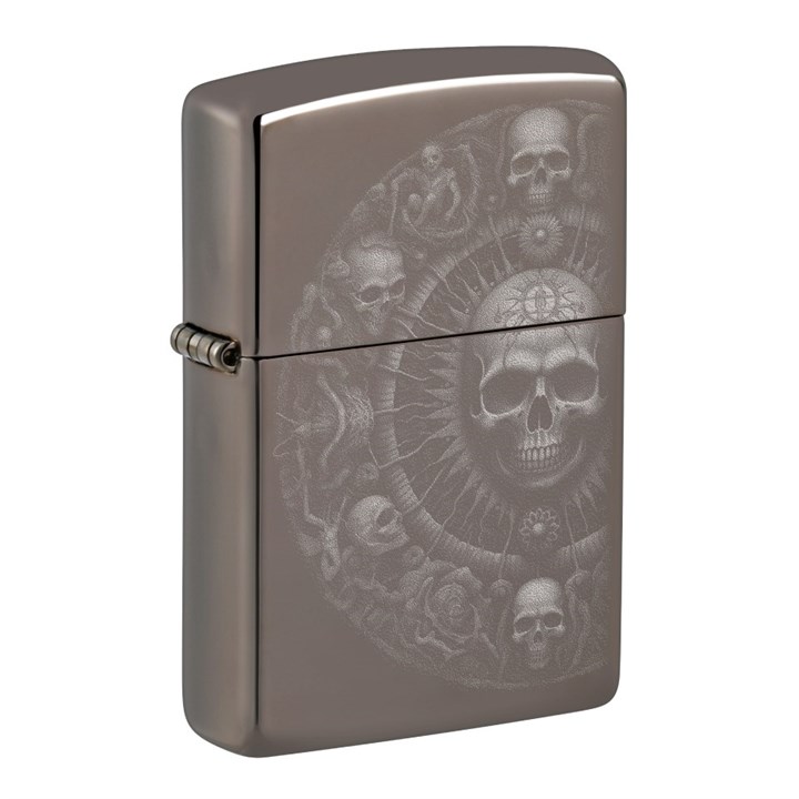 Zippo Black Ice Skull Mandala Lighter - A26113