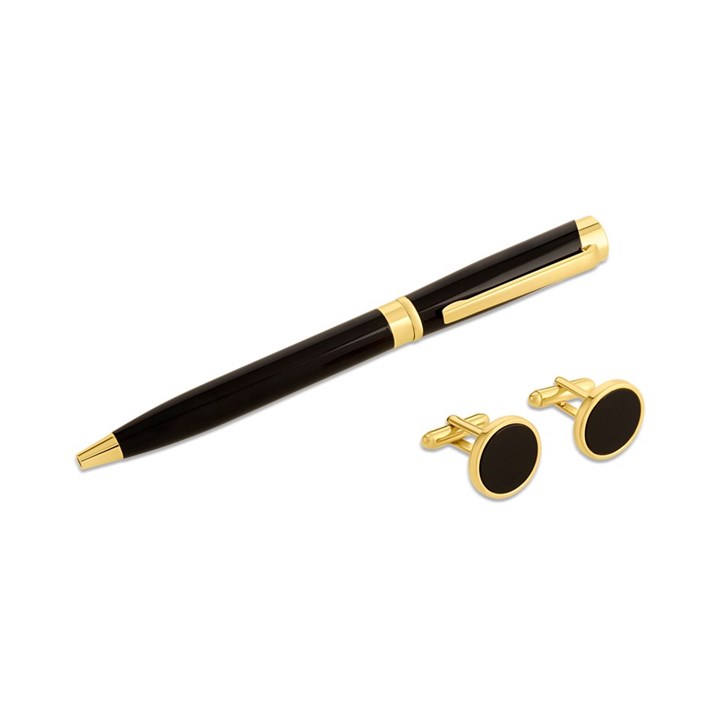 Joseph & George Gold Tone Pen And Cufflink Set - A3004