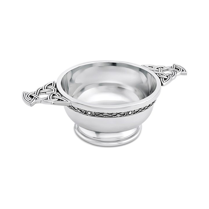 Large Chrome Plated Quaich Whiskey Tasting Bowl - A3328