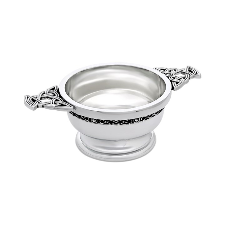 Chrome Plated Thistle Design Quaich Whiskey Tasting Bowl - A3331