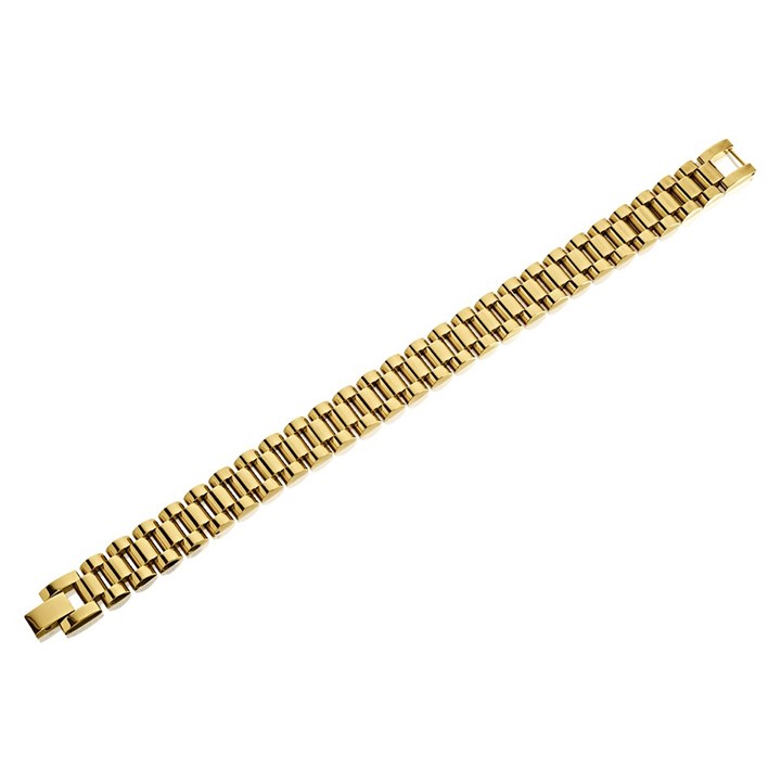 Joseph & George Yellow IP Plate Steel Bracelet - 8in - A3431