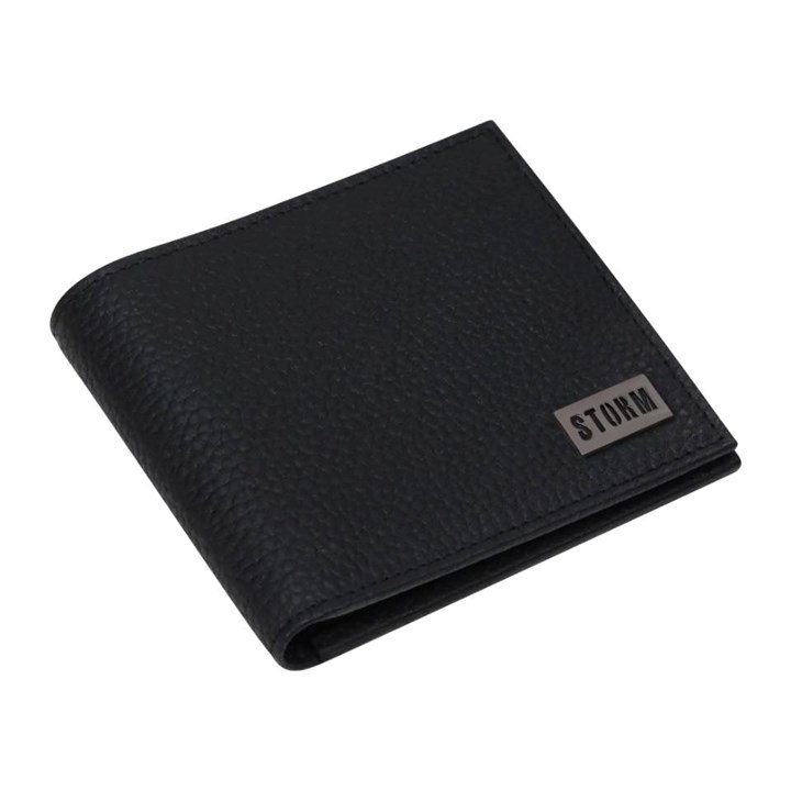 STORM Cares Embossed Black Leather Bi Fold Wallet - A40120