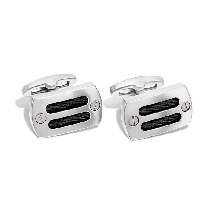 Titanium Cufflinks Black Cable Insert - A4302
