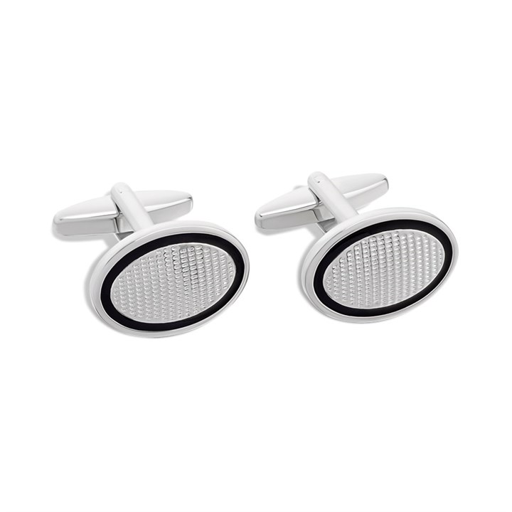 Oval Cufflink With Black Border - A45167