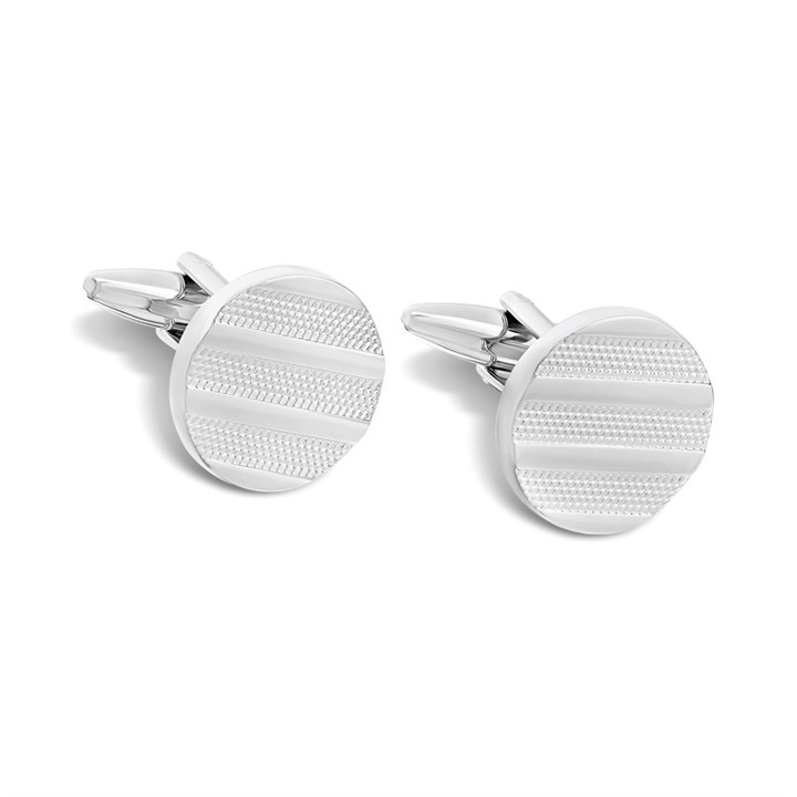 Silver Tone Round Cufflinks - A45169