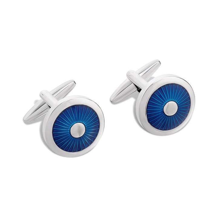 Round Blue Enamel Cufflinks - A53182