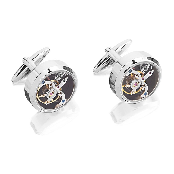 Jean Pierre Tourbillon Style Chrome Plated Cufflinks - A5502