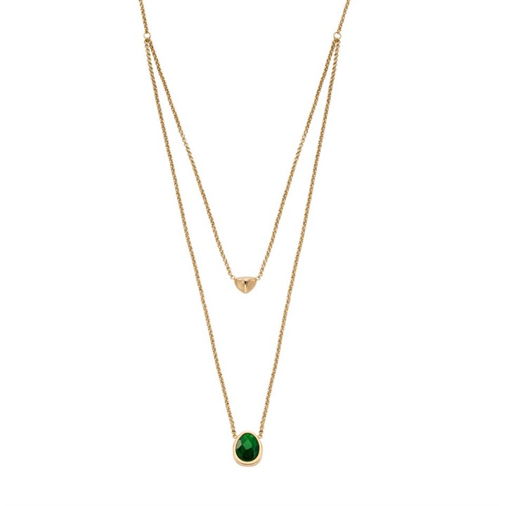 Skagen SKJ1855710 SOFIE Gold Tone IP Green Sea Glass Necklace - A70266