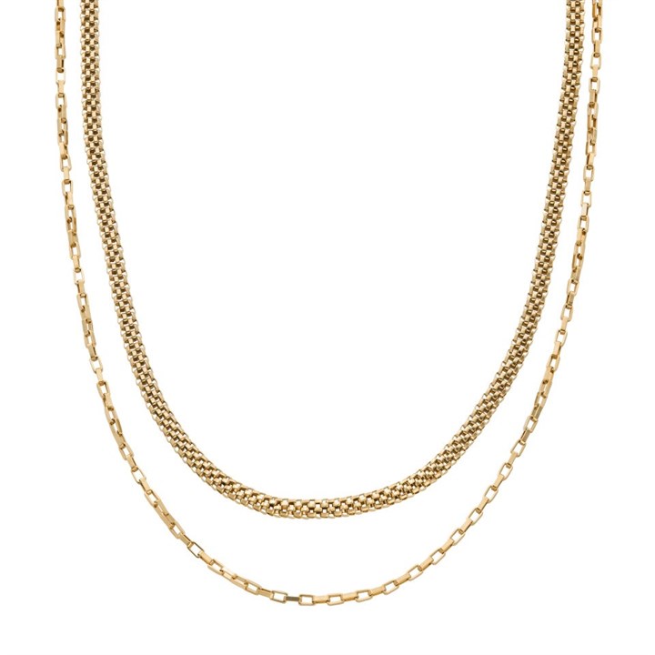 Skagen SKJ1860710 MERETE MESH Gold Tone IP Double Necklace - A70279