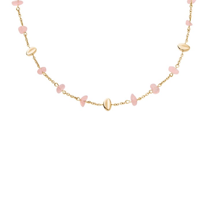 Skagen SKJ1865710 Anja Yellow IP Rose Quartz Necklace - A70303