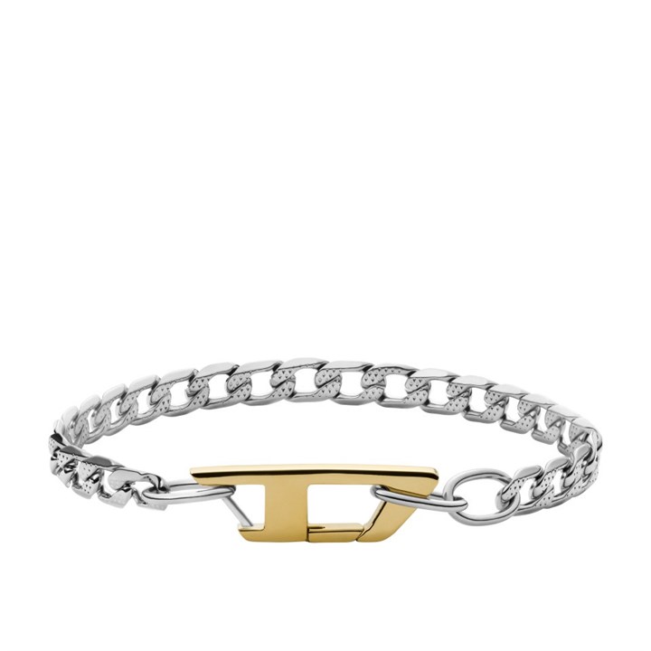 Diesel DX1338040 Stainless Steel And Gold Tone IP Logo Bracelet - A9209