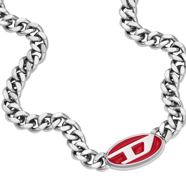 Diesel DX1446040 Stainless Steel Red Logo Necklace - A9217