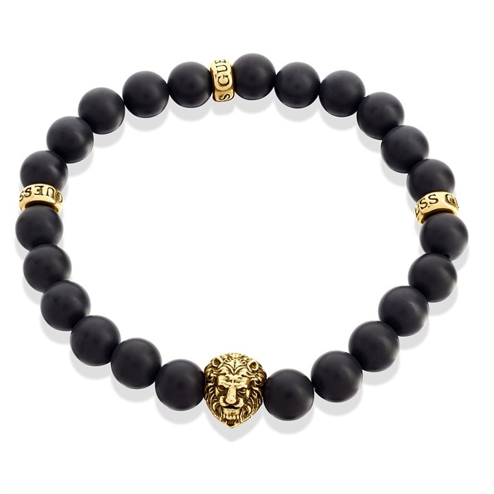 Guess JUMB01303JWYGT/U Black Bead Lion Bracelet - A9301