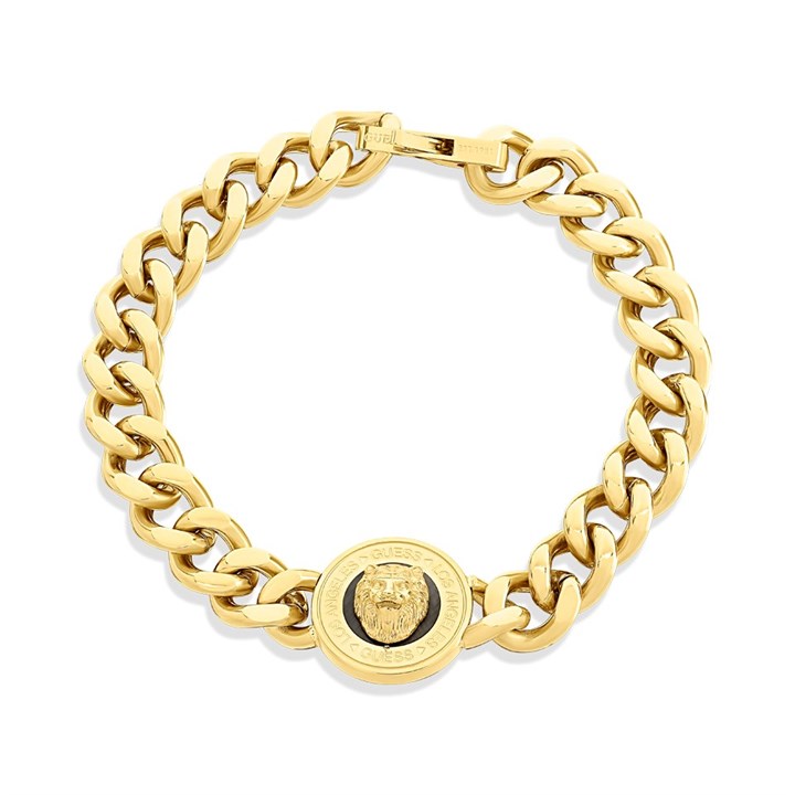Guess JUMB01314JWYGBKL Gold Tone Lion Coin Bracelet - A9303
