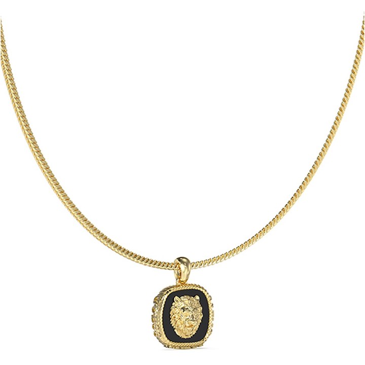 Guess Men's Stainless Steel Gold/Black Tone And Lion Necklace - A9318 Umn04002ygbk