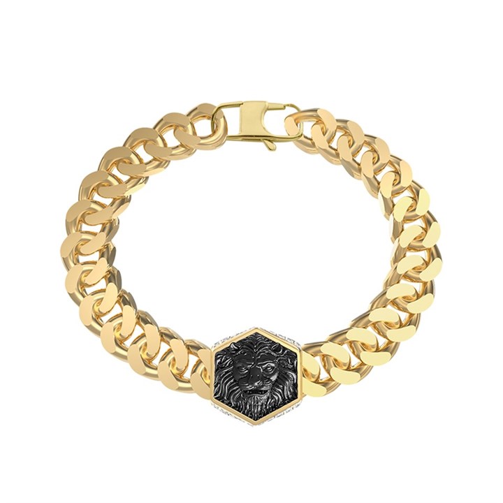 Guess UMB06001YGL Gold Tone Black Lion Bracelet - A9335