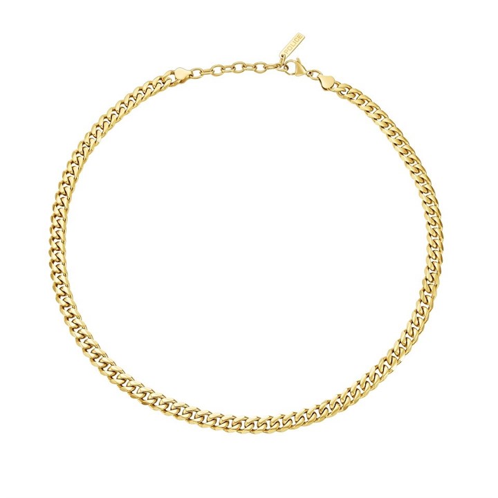 Police PEAGN0011302 Docile Gold Plated Steel Curb Necklet - A98253