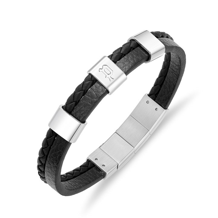 Police PEAGB0040701 URBAN Stainless Steel Leather Bracelet - A98358