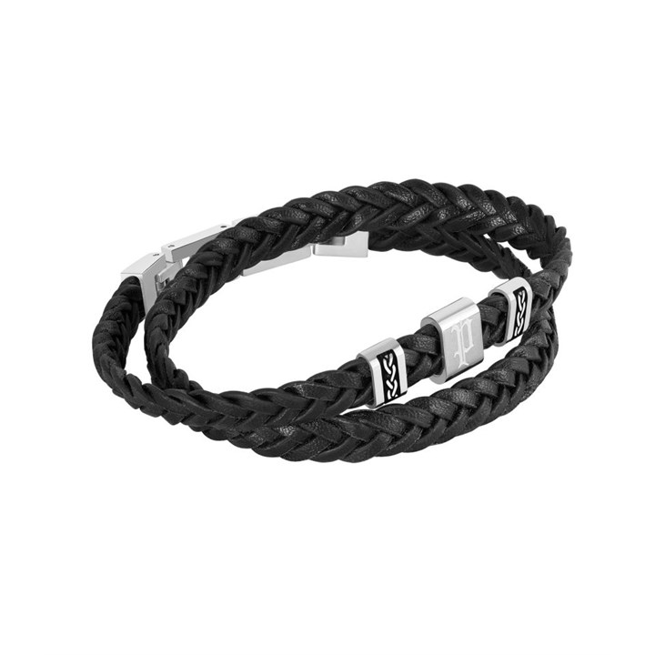 Police PEAGB0013601 BRAIDLINE Black Leather Bracelet - A98384