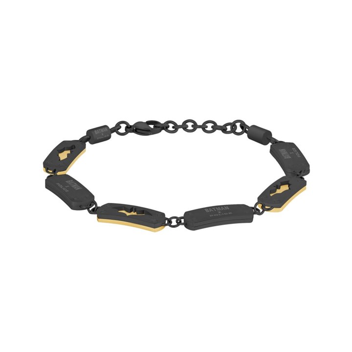 Police PEAGB0015004 CRUSADER Black Stainless Steel And Gold Tone Batman Icon Bracelet - A98388