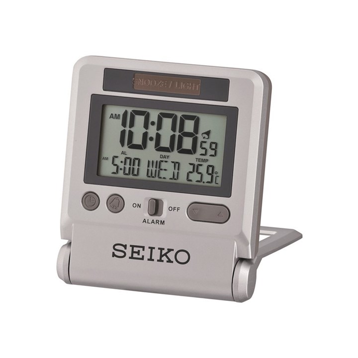 Seiko QHL066S Silver Travel Alarm Clock C0550 F.Hinds Jewellers