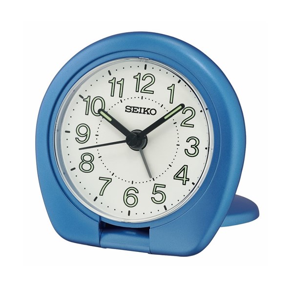 Seiko QHT018L Blue Folding Travel Alarm Clock C0555 F.Hinds Jewellers
