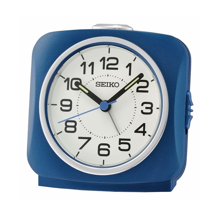 Seiko QHE194L Blue Square Alarm Clock - C06116