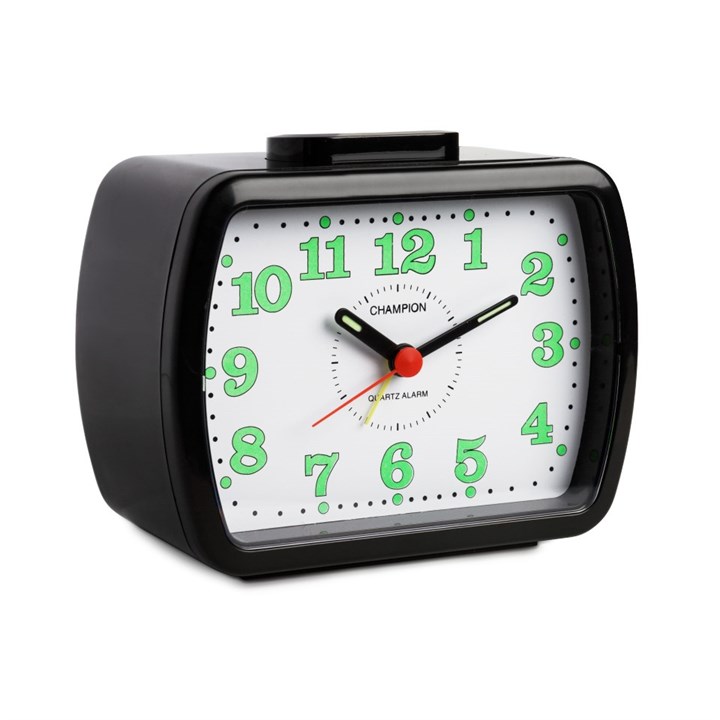 Champion Black Rectangular Alarm Clock - C06124