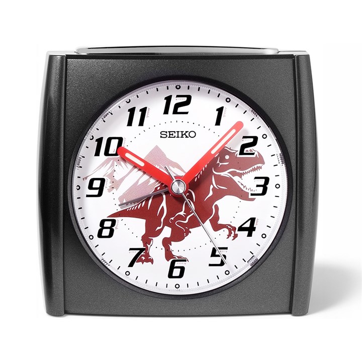 Seiko QHE212K T-Rex Dial Black Case Alarm Clock - C06155