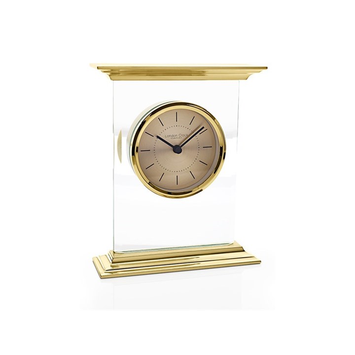 London Clock Gold Glass Mantel Clock - C1742