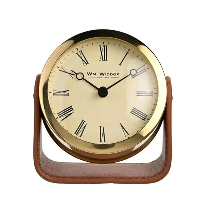 Widdop Mantel Clock On Leather Base - C1781