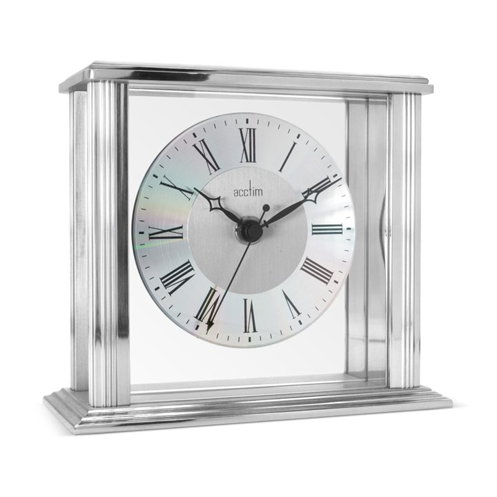 Acctim Hamilton Roman Numeral Silver Coloured Case Clock - C1783