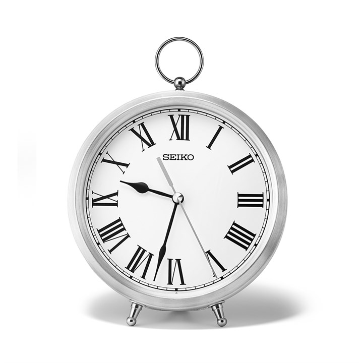 Seiko QXG155S Silver Tone Roman Numeral Table Clock - C1784