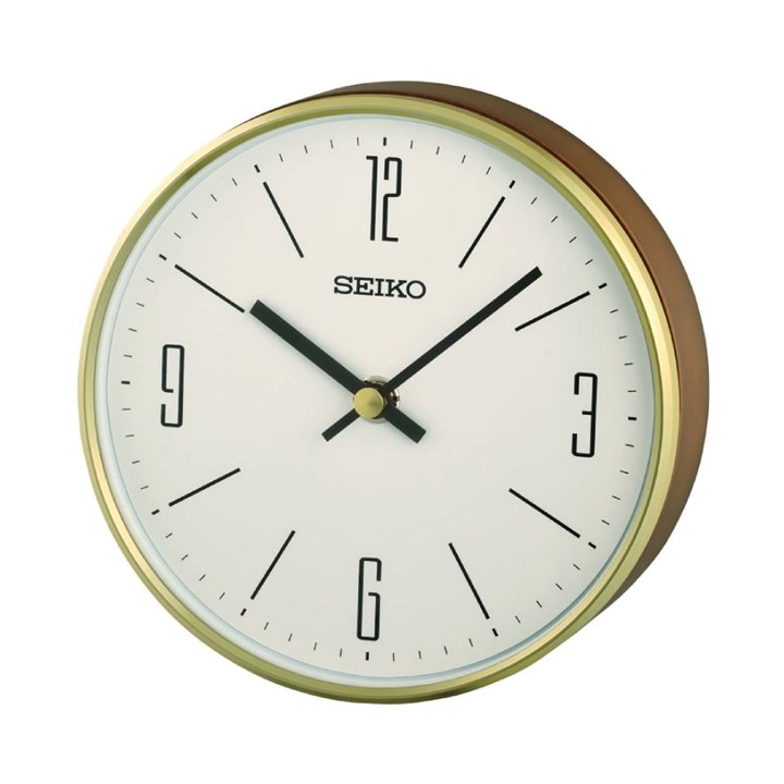 Seiko QXG158G Wooden Table Clock - C57171 | F.Hinds Jewellers