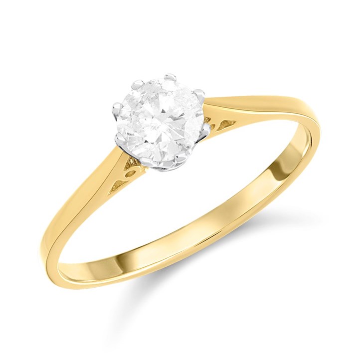 18ct Gold Solitaire Diamond Ring, 1/2ct - D0319