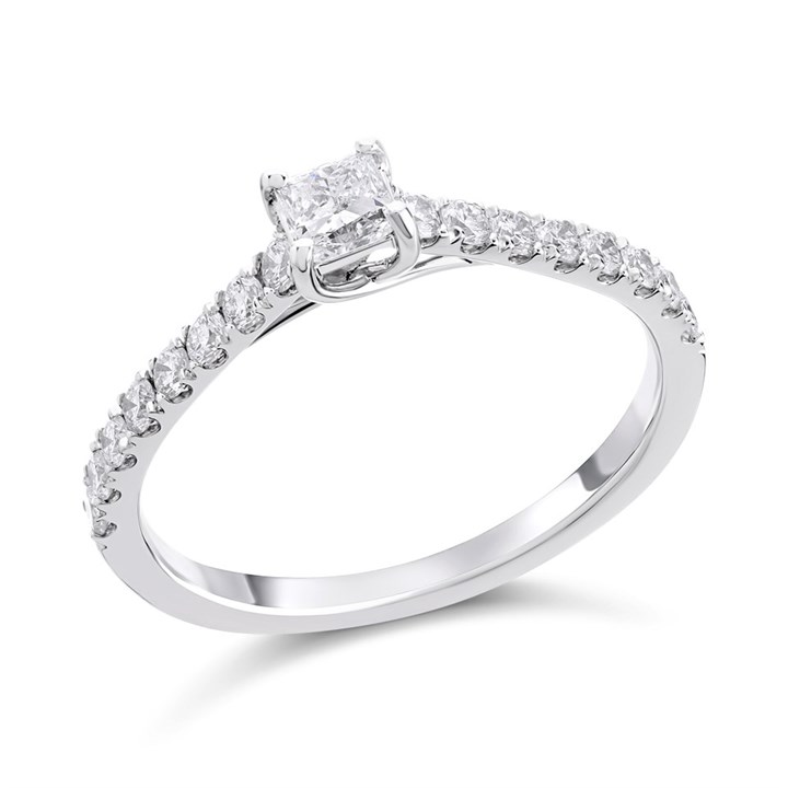 Platinum Princess Cut Diamond Engagement Ring - 1/2ct - AGI Certificated - D08120