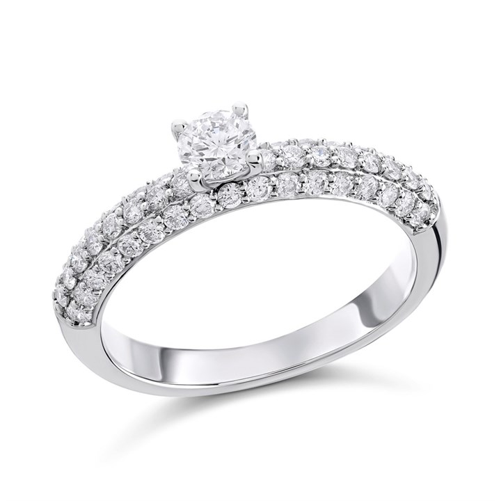 Platinum Diamond Engagement Band Ring - 66pts - AGI Certificated - D08122