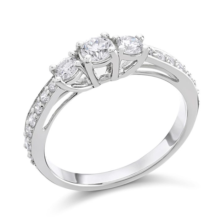 Platinum Diamond Trilogy Ring - 1/2ct - AGI Certificated - D08124