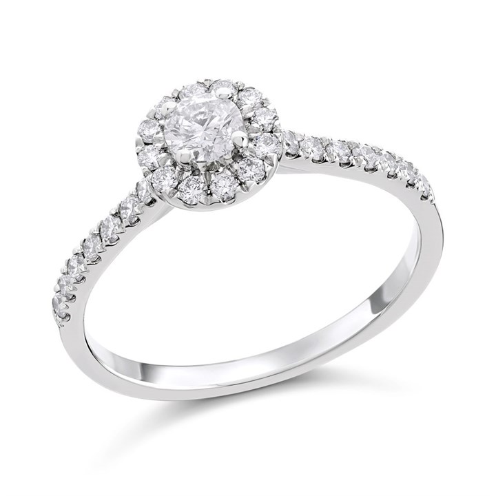 Platinum Diamond Halo Cluster Ring - 1/2ct - AGI Certificated - D08125