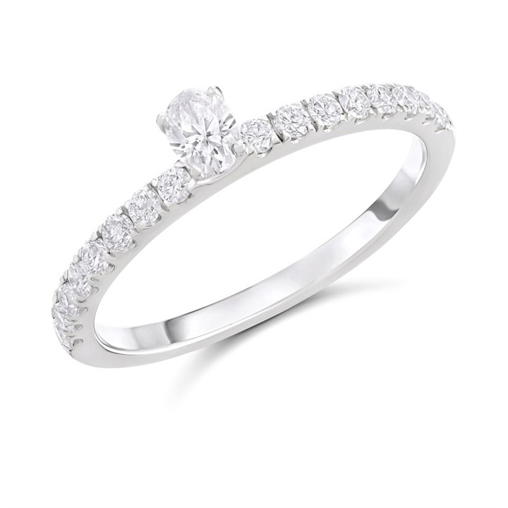 Platinum Oval Diamond Ring  1/2ct (AGI Certificate) - D08143