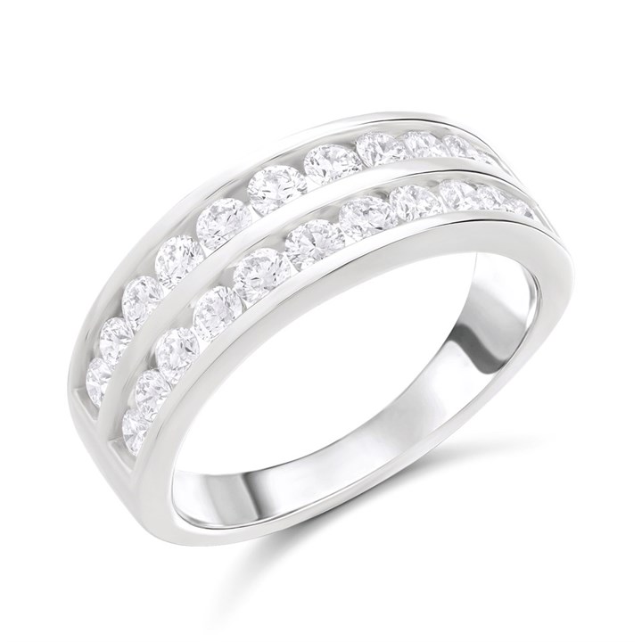 Platinum Channel-Set Two-Row Diamond Eternity Ring, 1ct - D08146