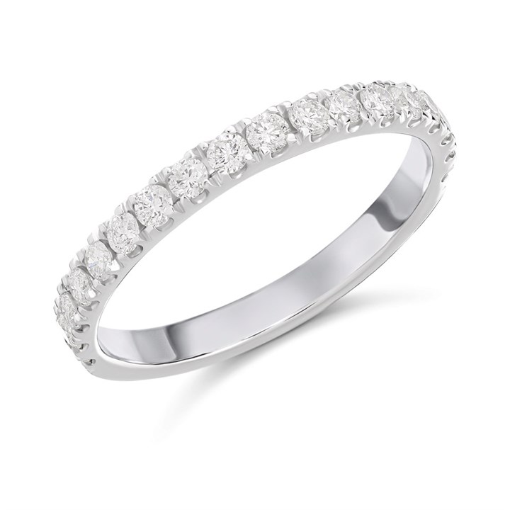 Platinum Claw-Set Diamond Half Eternity Ring - 1/2ct - AGI Cert - D08161