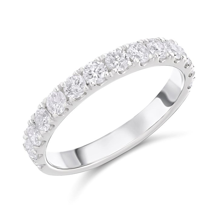 Platinum Claw-Set Diamond Half Eternity Ring - 1ct - AGI Cert - D08163