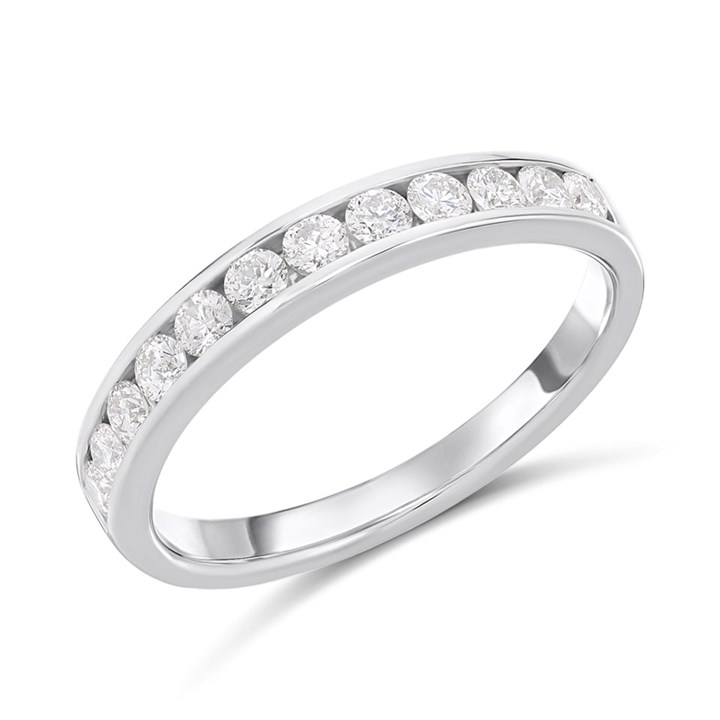 Polar Fire Platinum Diamond Channel-Set 1/2 Eternity Ring- 1/2ct (GLI Certificate) - D08172
