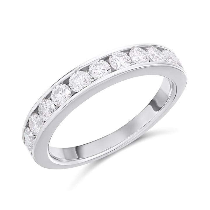 Polar Fire Platinum Diamond Half Eternity ET Ring- 1ct (Certificated) - D08173