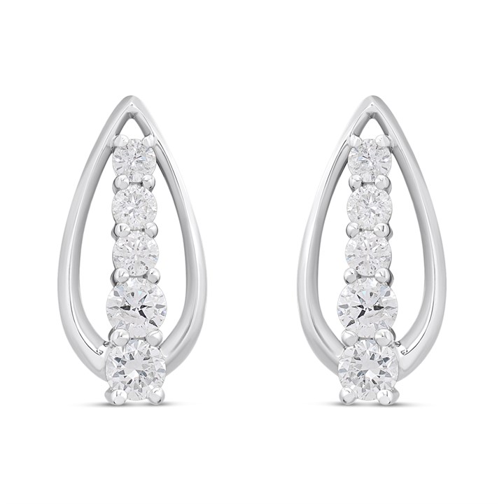 Platinum Diamond Tear Stud Ears, 1/2ct/pair - D08508