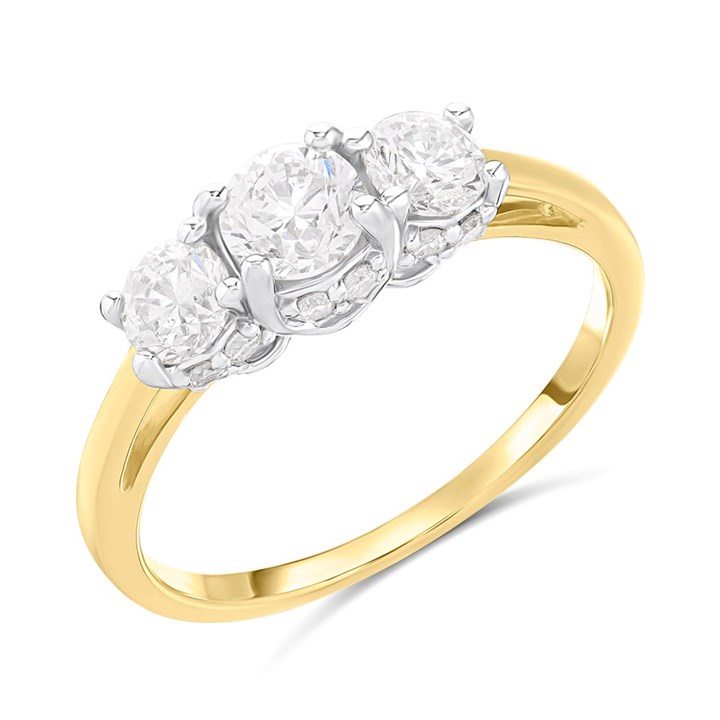 18ct Gold And Platinum Polar Fire Trilogy Ring 1ct (GLI Certificate) - D1109